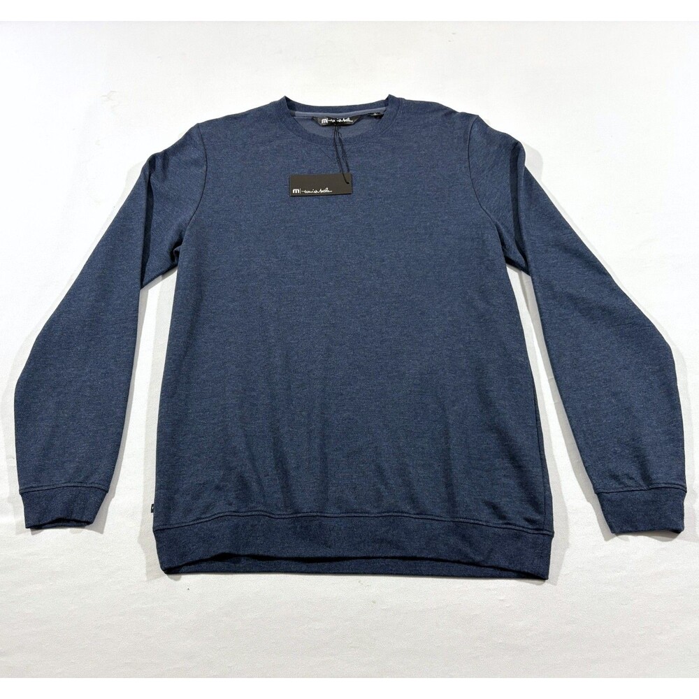 Travis Mathew Mens Blue Fink 2.0 Golf Pullover Crew Knit Sweater Top Sz S NWT